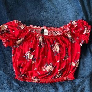 Off the shoulder floral crop top